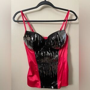 Charlotte Russe Pink and Black Sequin Camisole